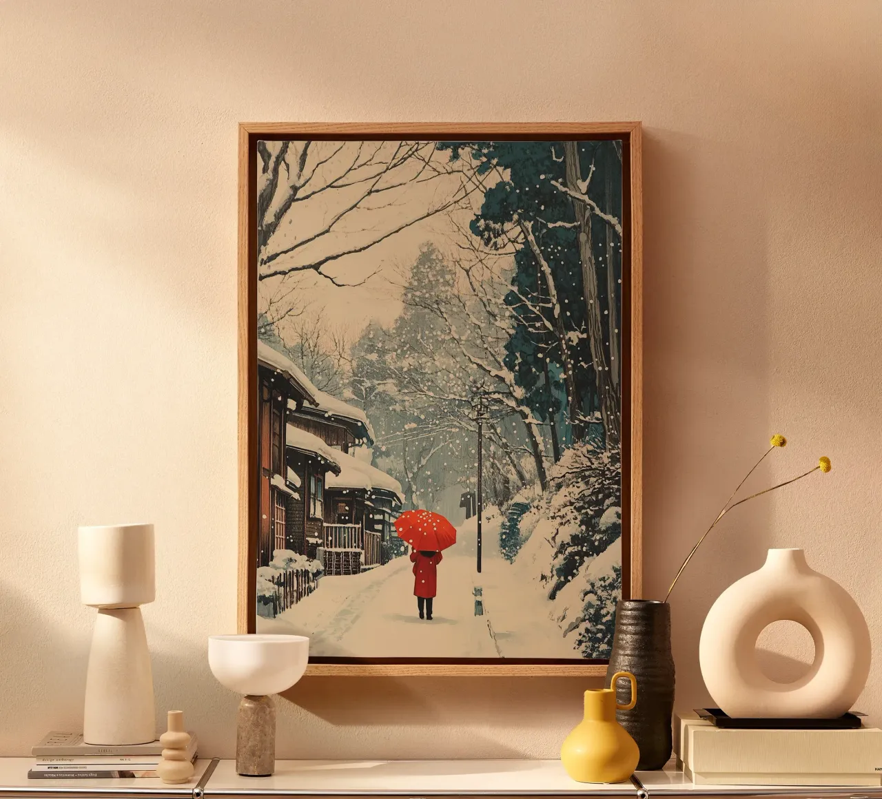 Japanischer Kunstdruck: Im Schnee Leinwand von Ukiyo Visions