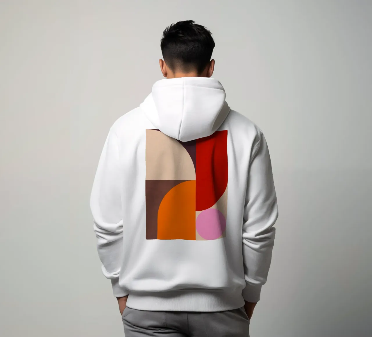Composizione geometrica minimale Mid Mod e Bauhaus di ispirazione 1/2 felpa con cappuccio da Dominique Vari Abstract