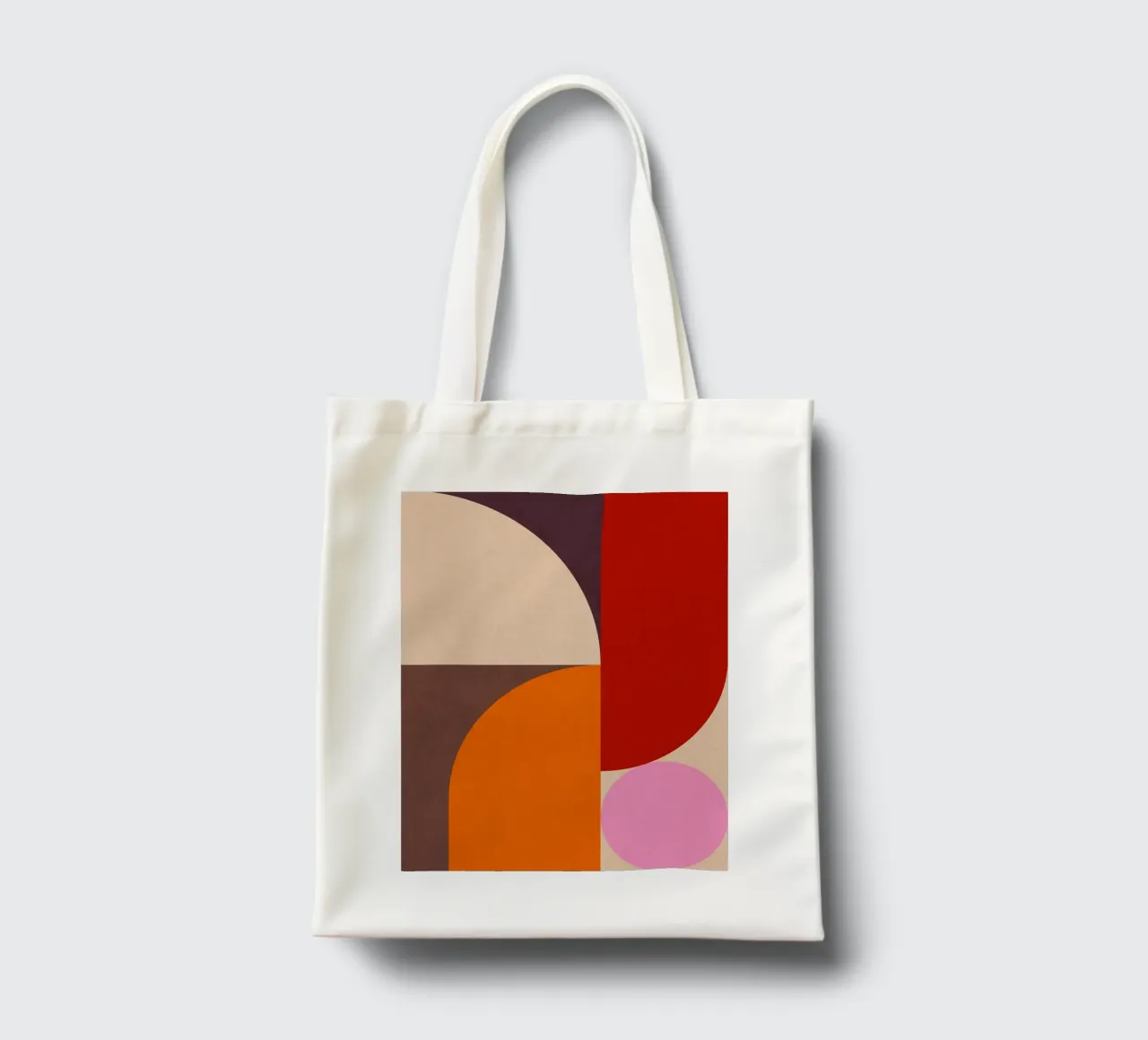 Composizione geometrica minimale Mid Mod e Bauhaus di ispirazione 1/2 borsa in juta da Dominique Vari Abstract