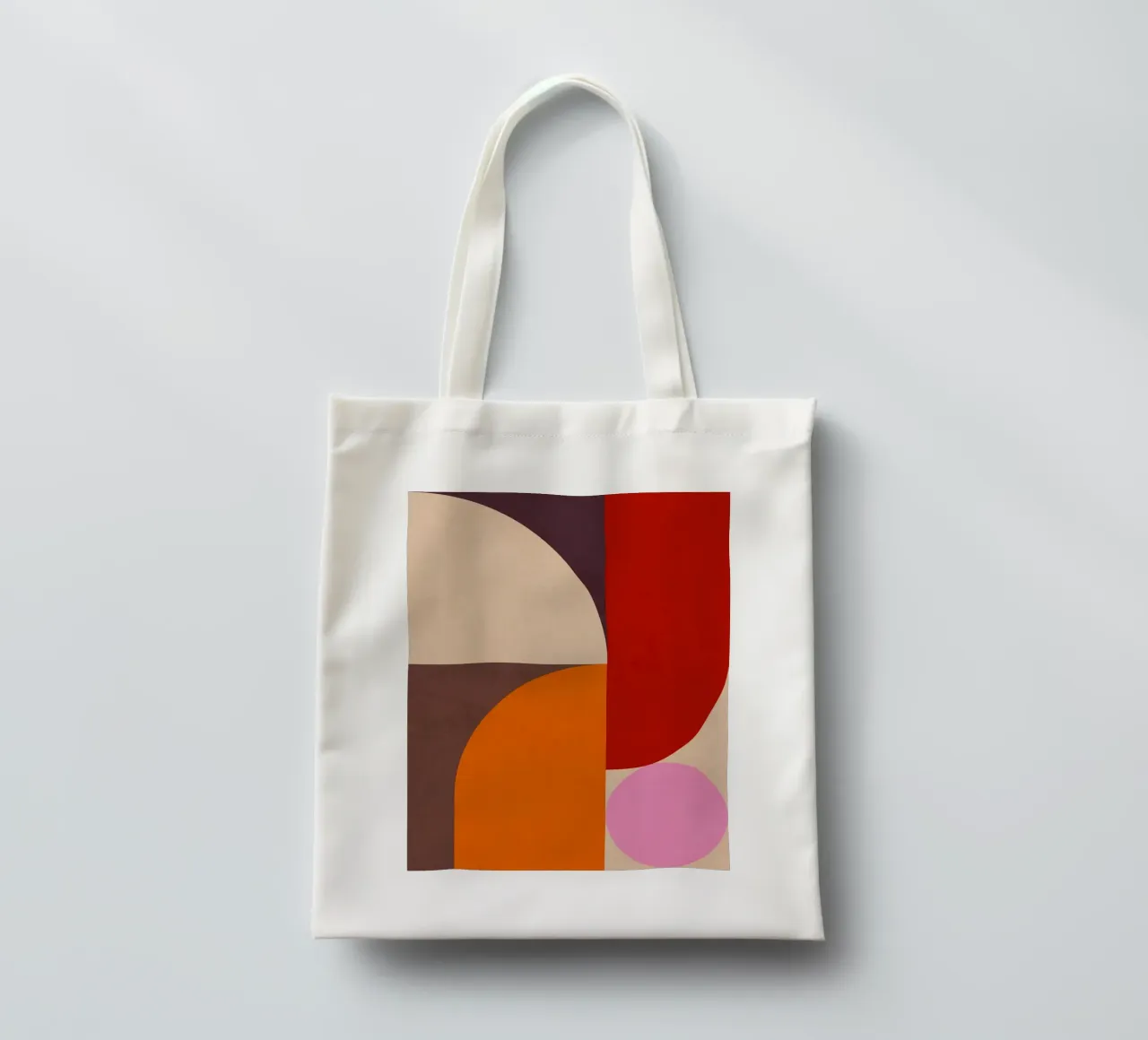 Composizione geometrica minimale Mid Mod e Bauhaus di ispirazione 1/2 borsa in juta da Dominique Vari Abstract