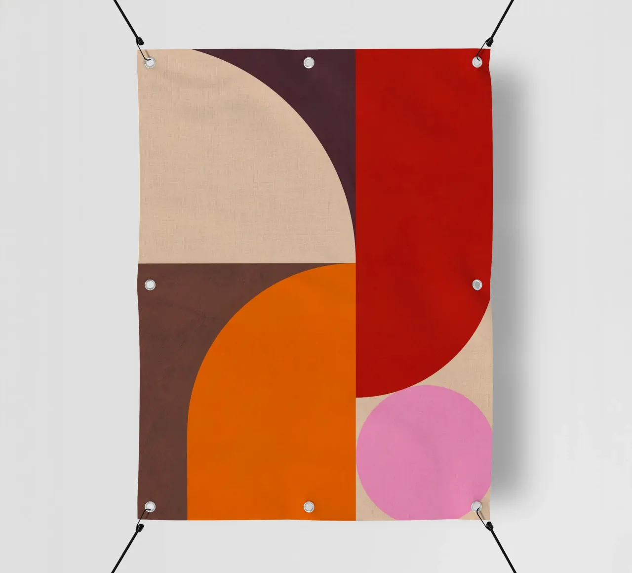 Composizione geometrica minimale Mid Mod e Bauhaus di ispirazione 1/2 telo in pvc da Dominique Vari Abstract