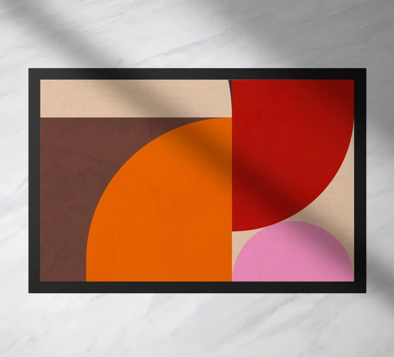 Composizione geometrica minimale Mid Mod e Bauhaus di ispirazione 1/2 zerbino da Dominique Vari Abstract