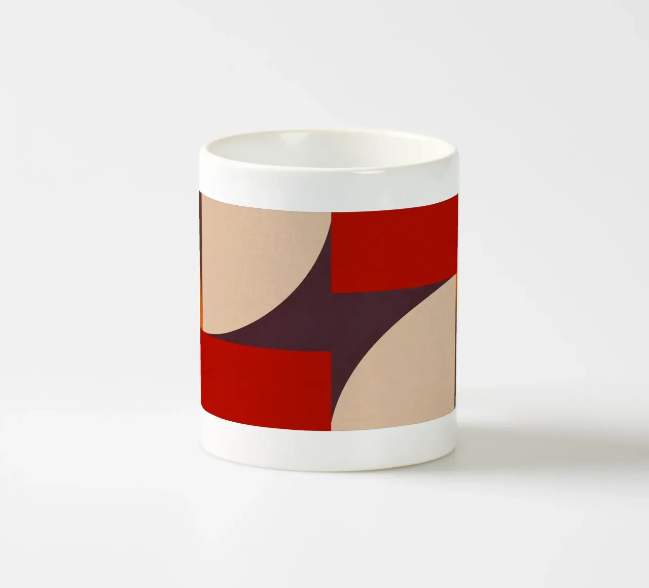 Composizione geometrica minimale Mid Mod e Bauhaus di ispirazione 1/2 tazza in ceramica da Dominique Vari Abstract
