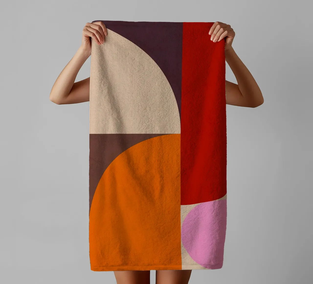 Composizione geometrica minimale Mid Mod e Bauhaus di ispirazione 1/2 asciugamano da bagno da Dominique Vari Abstract