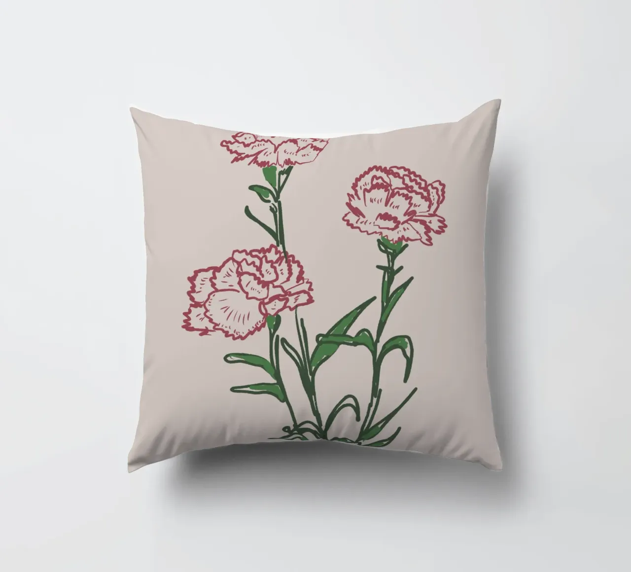 Carnations Flowers cuscino da anisillustration