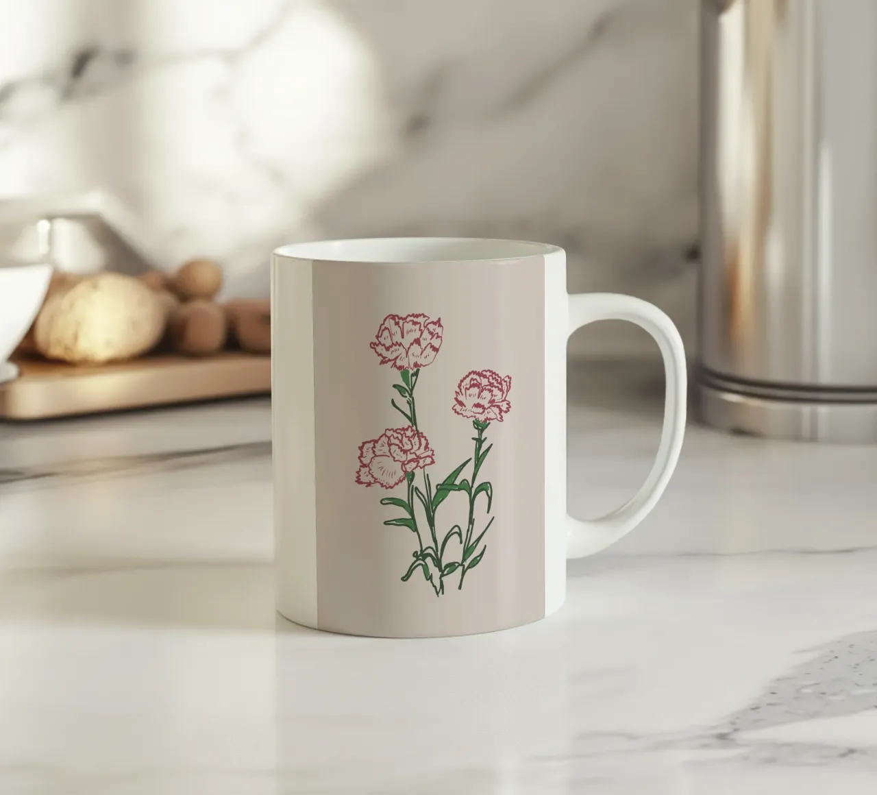 Carnations Flowers tazza in ceramica da anisillustration