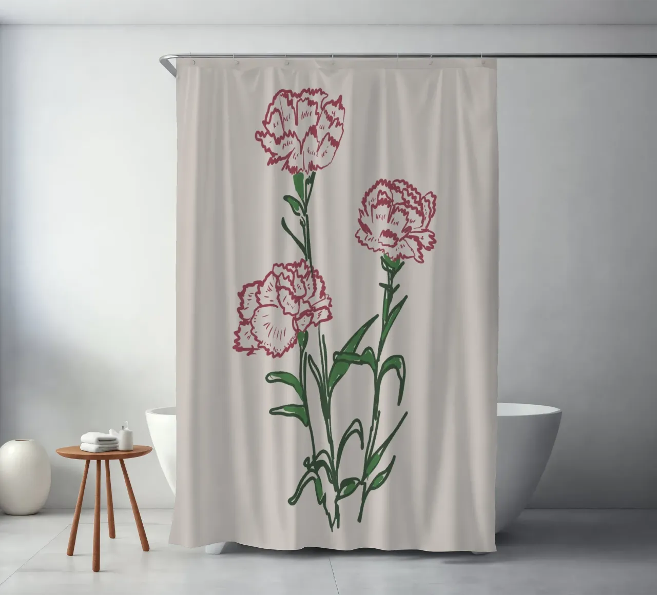 Carnations Flowers shower curtain by anisillustration
