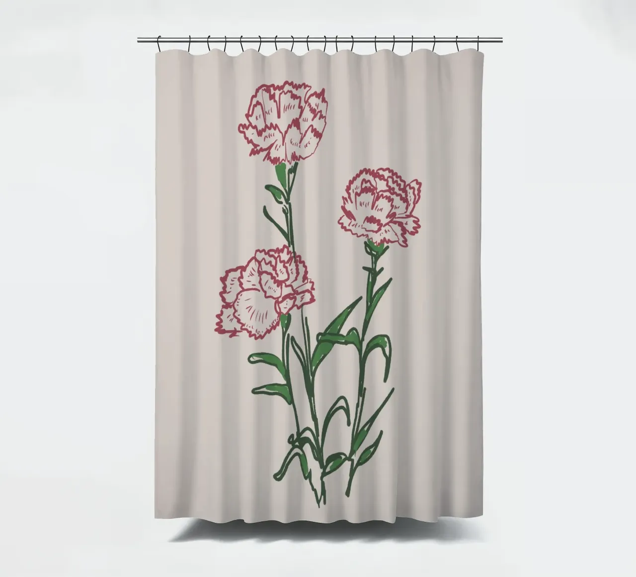 Carnations Flowers shower curtain by anisillustration