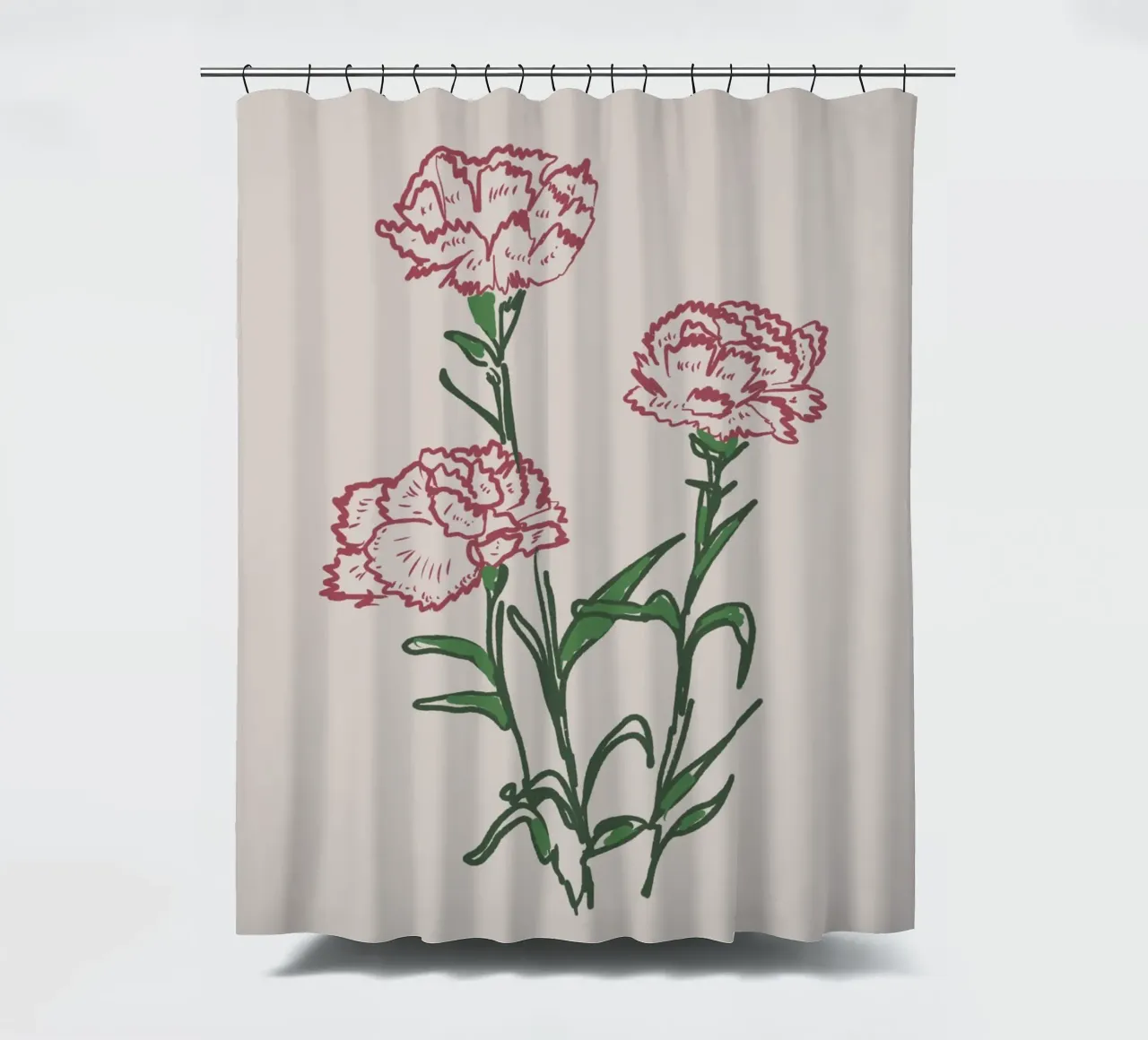 Carnations Flowers shower curtain by anisillustration