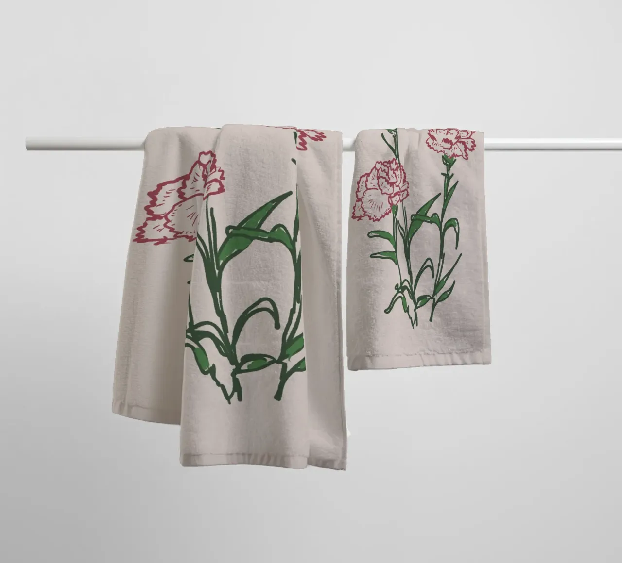 Carnations Flowers asciugamano da bagno da anisillustration