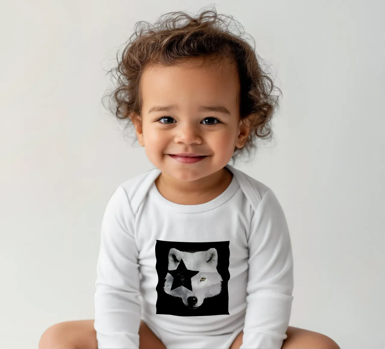 Kiss Of A Wolf long-sleeve baby romper by Róbert Farkas