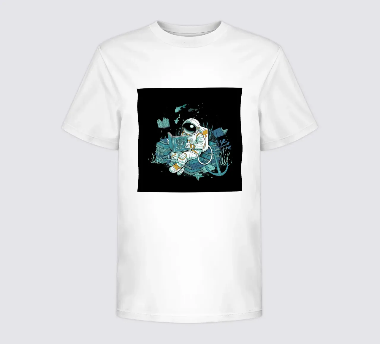 A reader lives a thousand lives - Cosmonaut Under The Sea kids t-shirt by Tobe Fonseca
