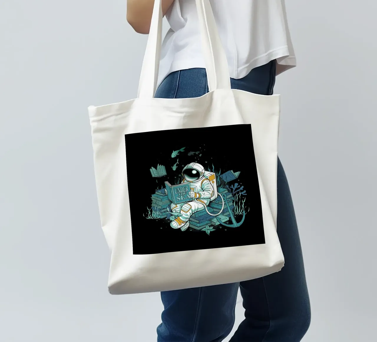 A reader lives a thousand lives - Cosmonaut Under The Sea borsa in juta da Tobe Fonseca