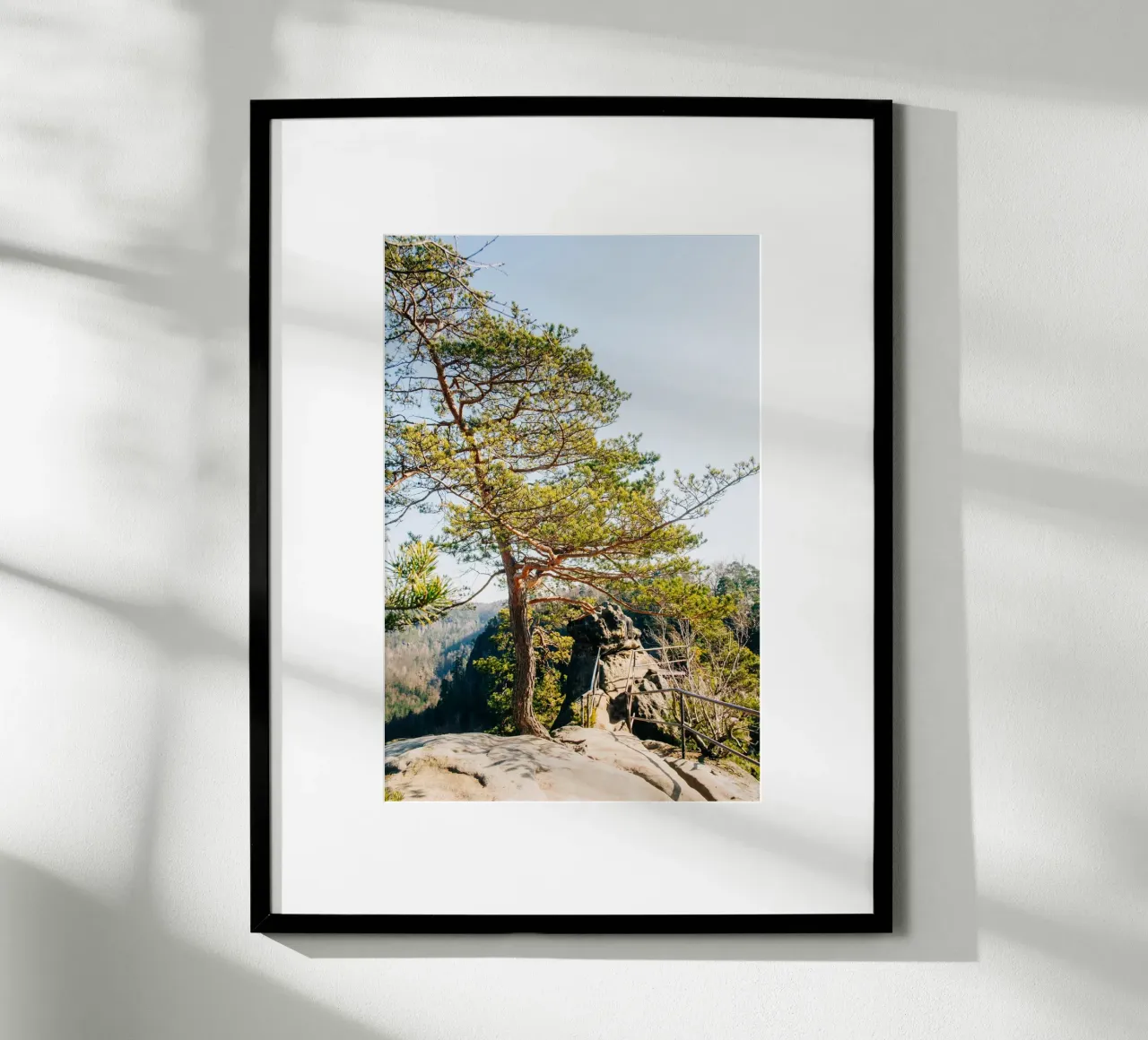 Hiking trail in the mountains - Saxon Switzerland nature photography poster with plastic frame by Bold and Retro
