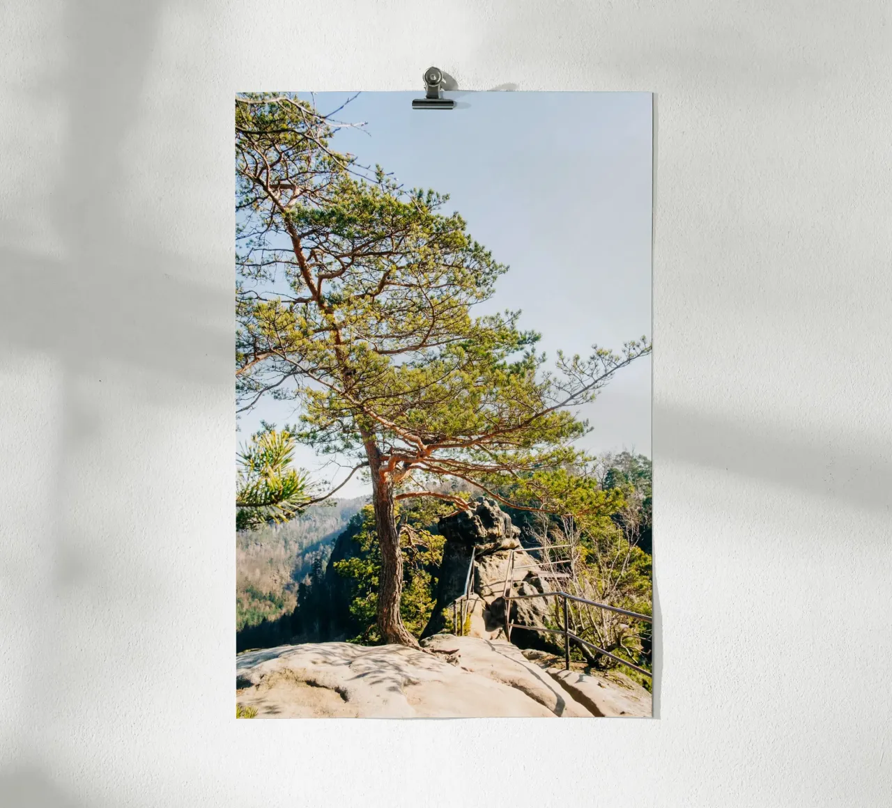Hiking trail in the mountains - Saxon Switzerland nature photography poster with plastic frame by Bold and Retro