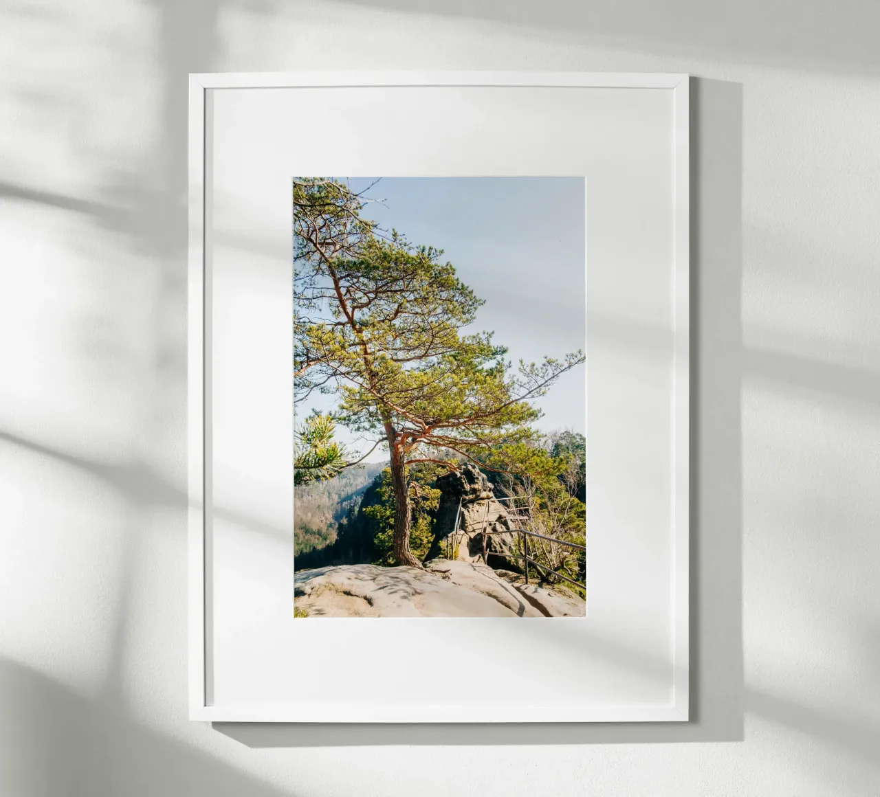 Hiking trail in the mountains - Saxon Switzerland nature photography poster with plastic frame by Bold and Retro