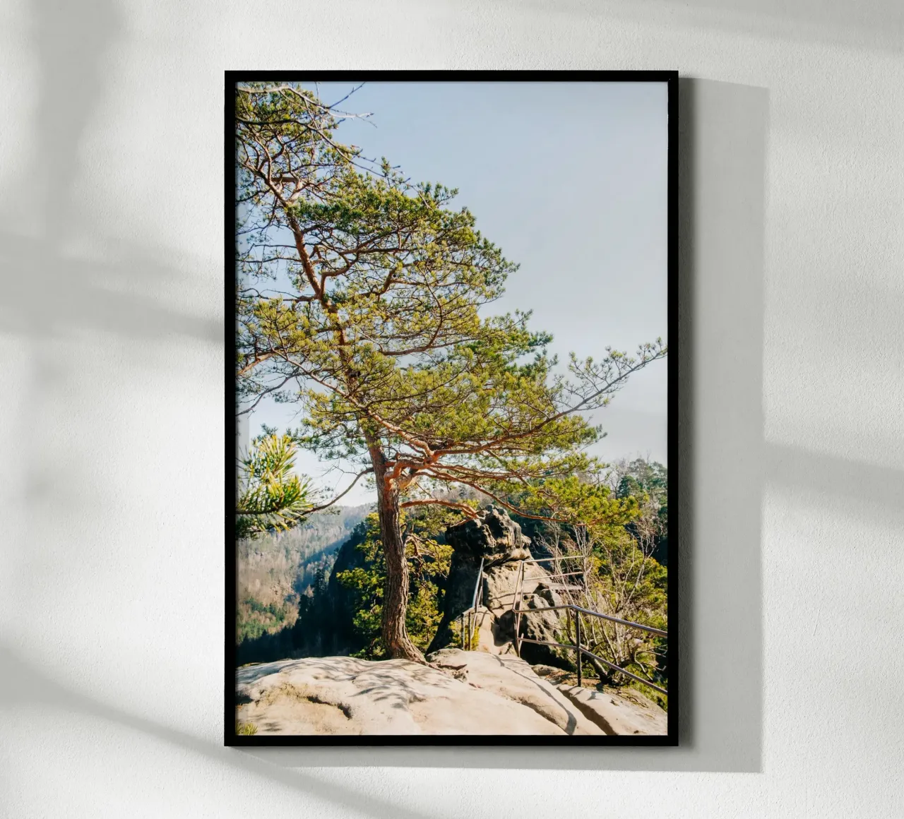 Hiking trail in the mountains - Saxon Switzerland nature photography poster with plastic frame by Bold and Retro