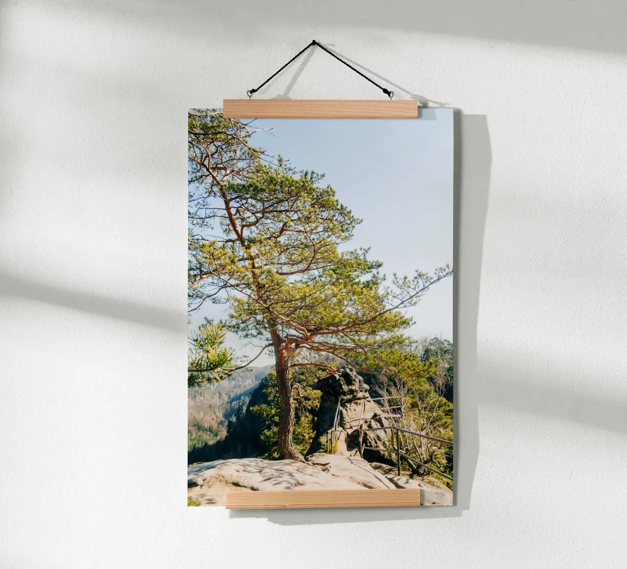 Hiking trail in the mountains - Saxon Switzerland nature photography poster with plastic frame by Bold and Retro
