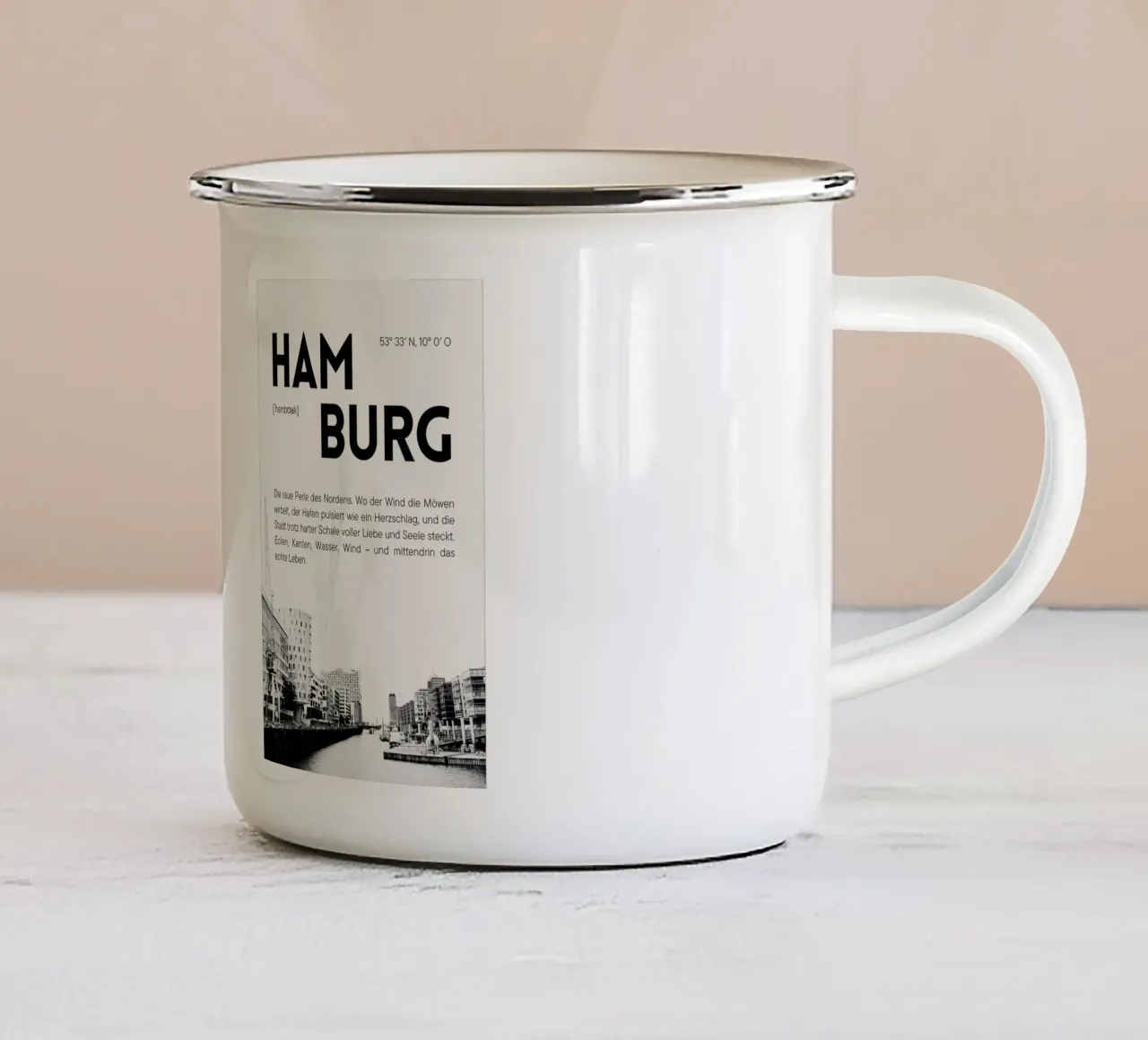 Amburgo - La perla grezza del nord tazza in smalto da DigiWunderwerk
