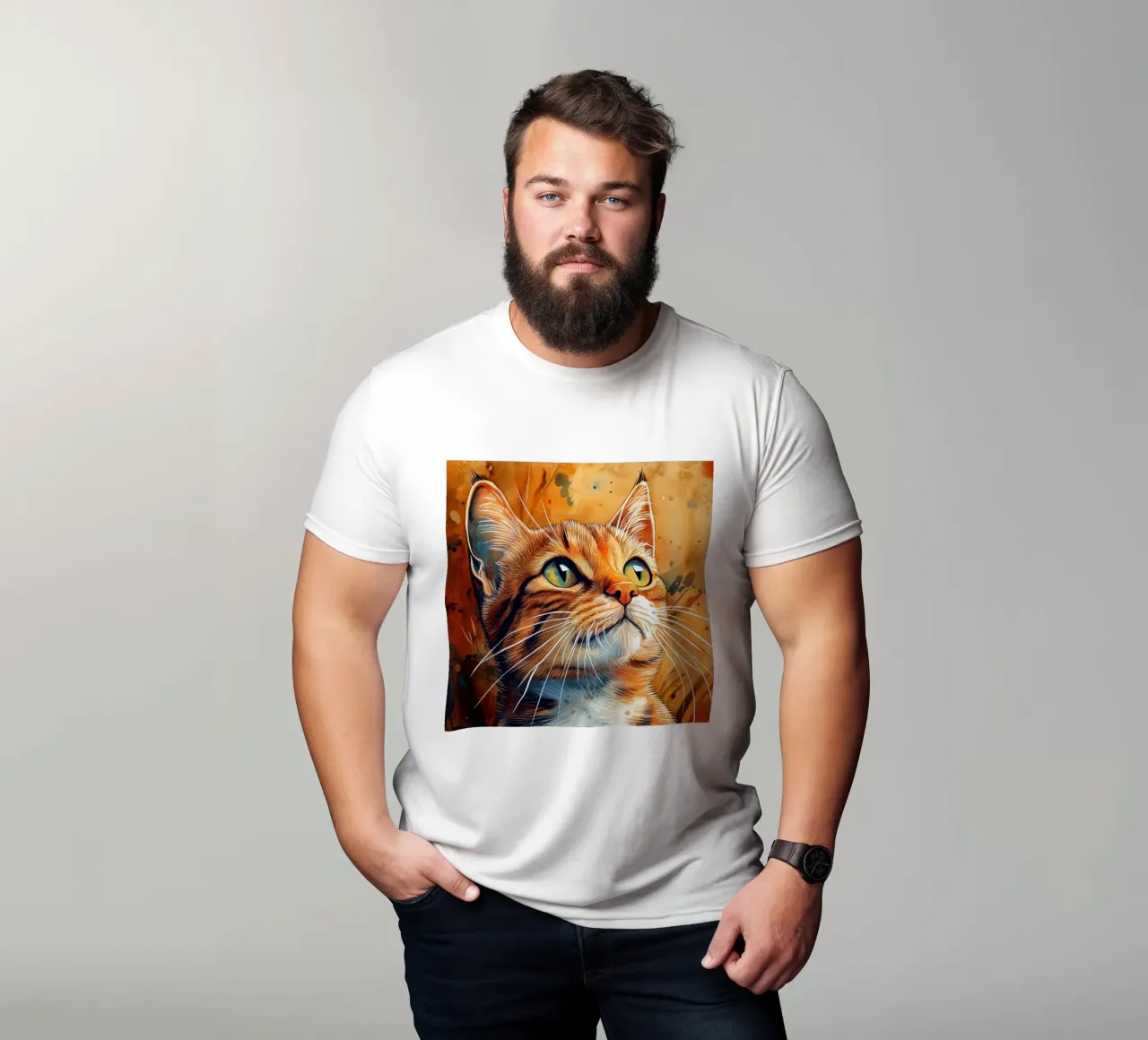 Gatto zenzero Henry t-shirt da Justyna Jaszke JBJart