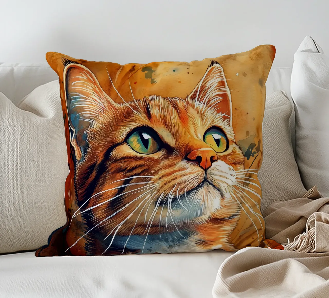 Gatto zenzero Henry cuscino da Justyna Jaszke JBJart