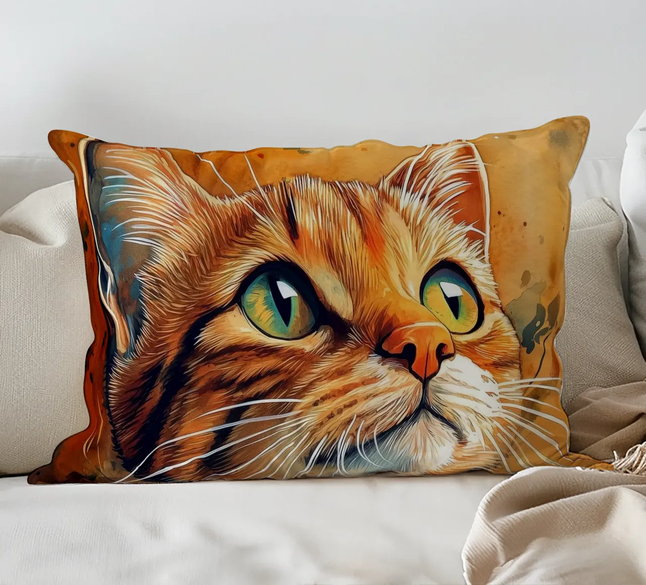 Gatto zenzero Henry cuscino da Justyna Jaszke JBJart