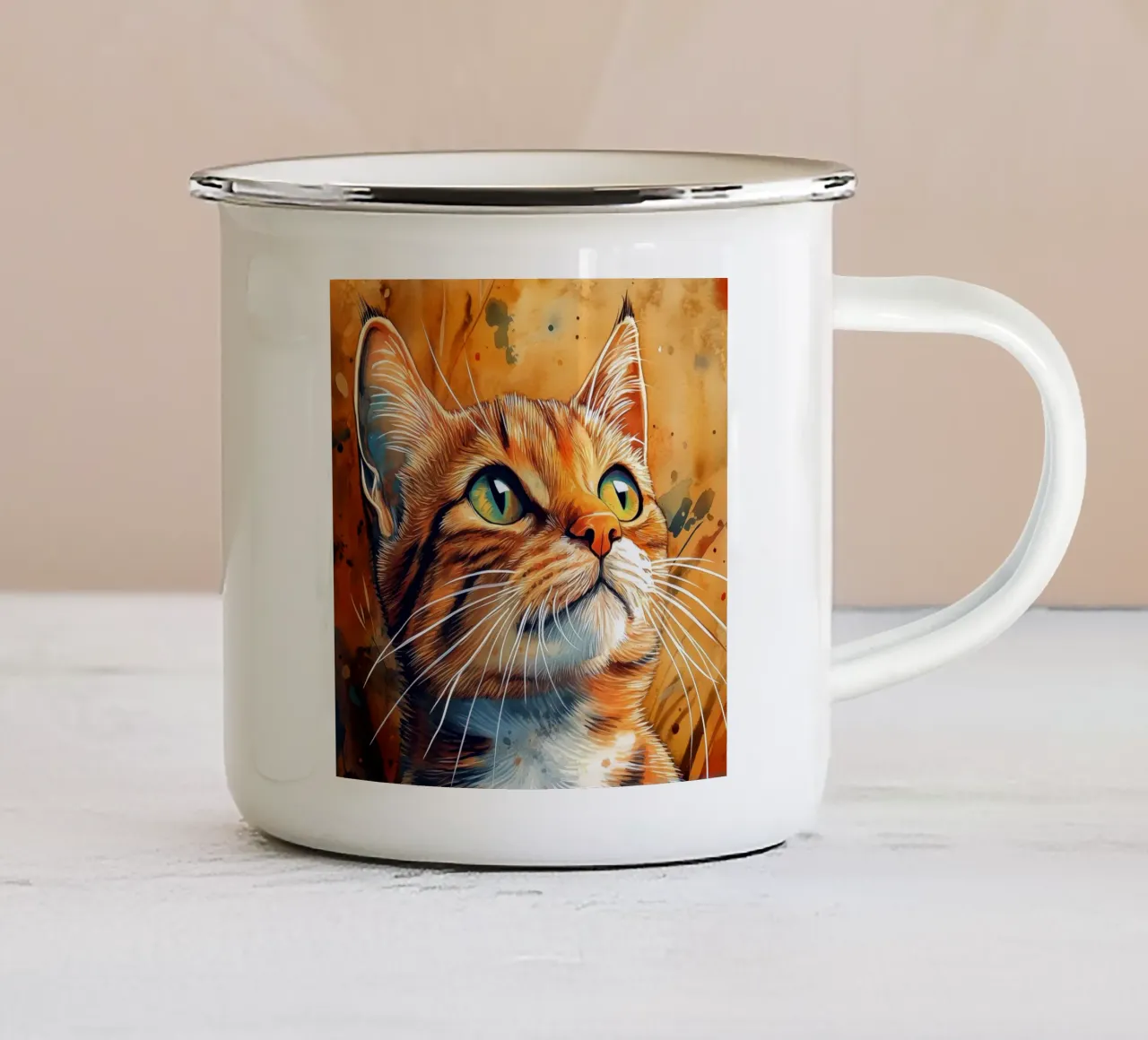 Gatto zenzero Henry tazza in smalto da Justyna Jaszke JBJart