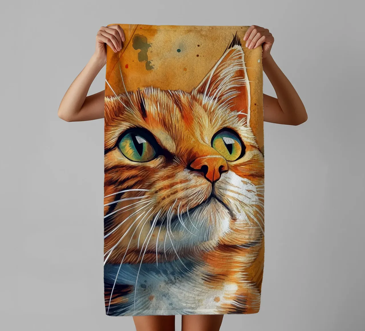 Gatto zenzero Henry asciugamano da bagno da Justyna Jaszke JBJart