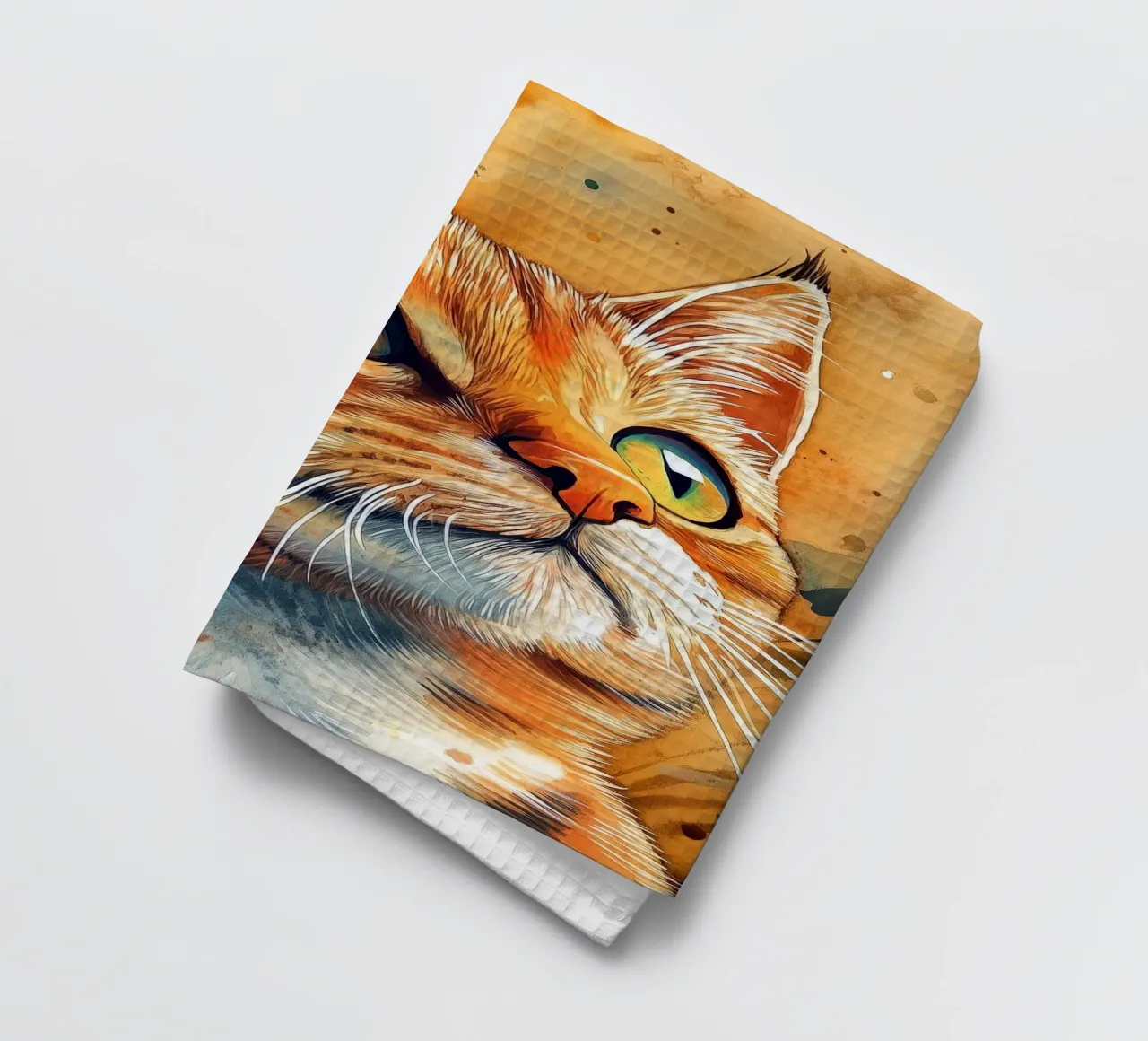 Gatto zenzero Henry canovaccio da cucina da Justyna Jaszke JBJart