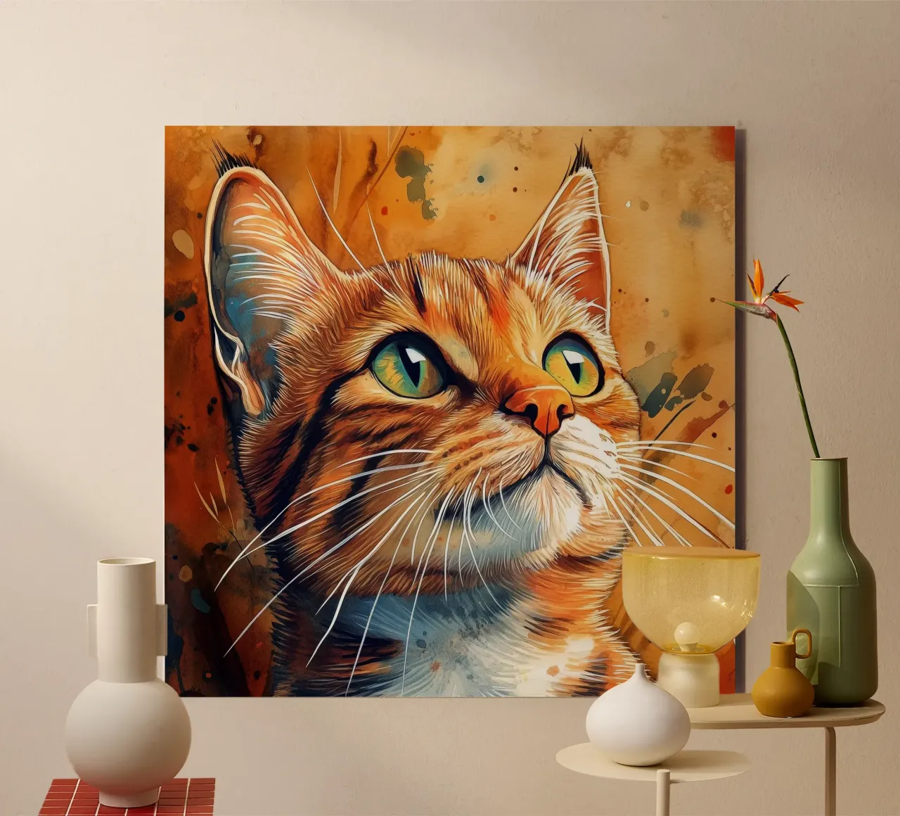 Gatto zenzero Henry alluminio dibond da Justyna Jaszke JBJart