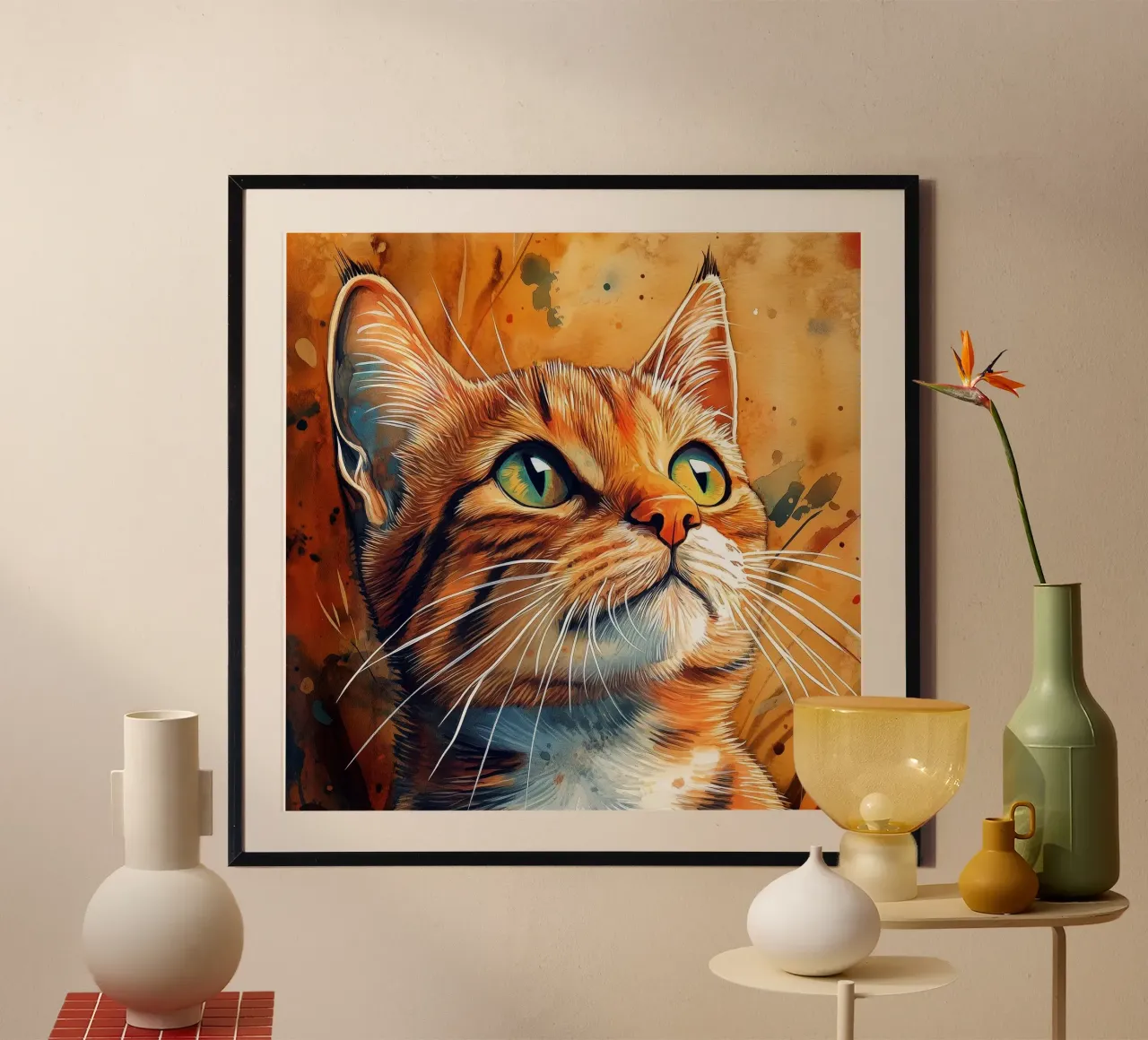 Gatto zenzero Henry carta hahnemühle da Justyna Jaszke JBJart