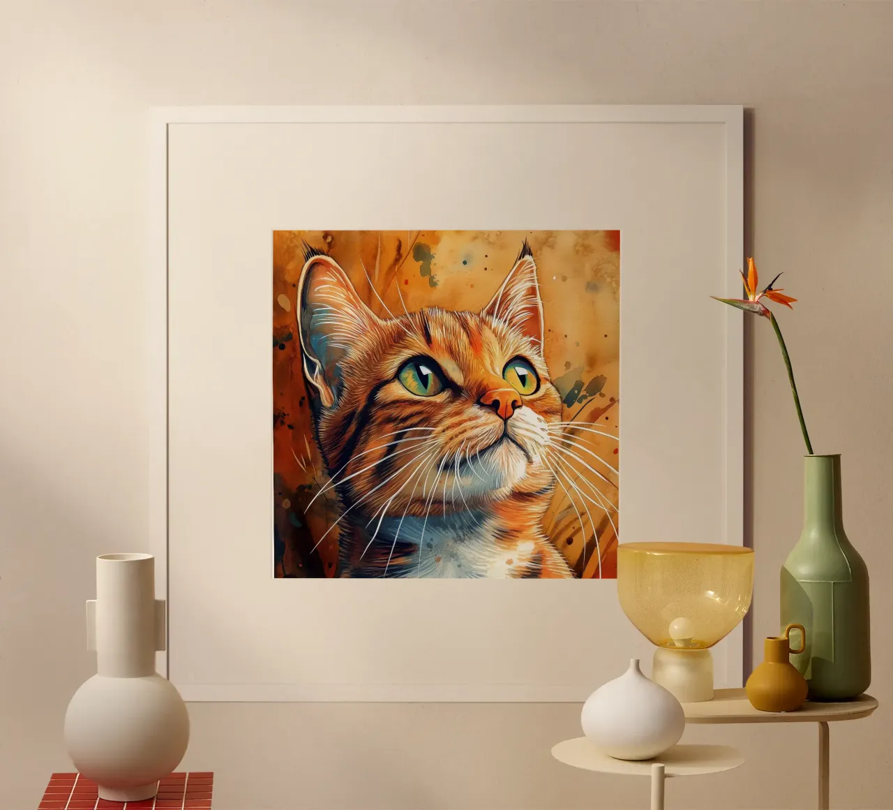 Gatto zenzero Henry carta hahnemühle da Justyna Jaszke JBJart