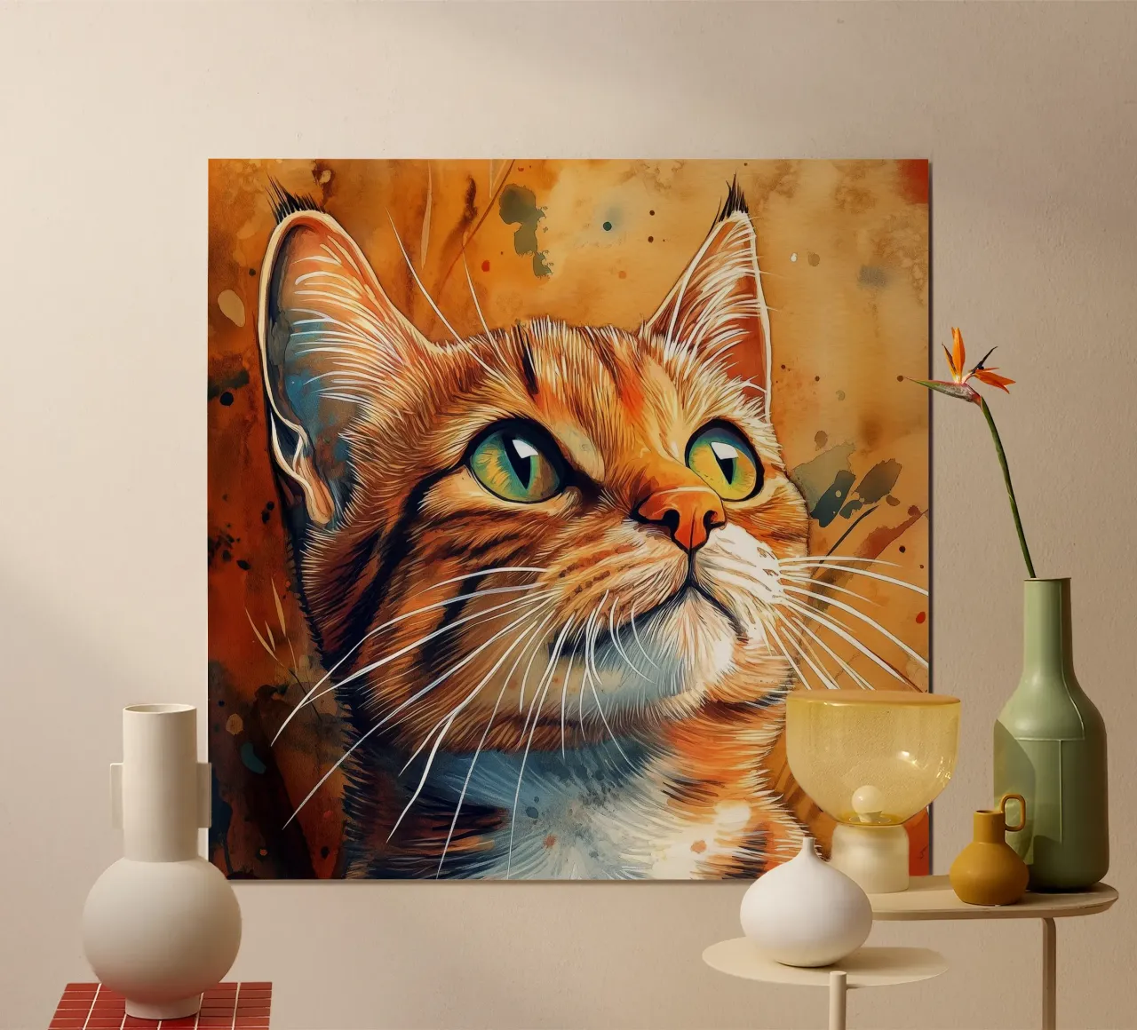 Gatto zenzero Henry carta hahnemühle da Justyna Jaszke JBJart