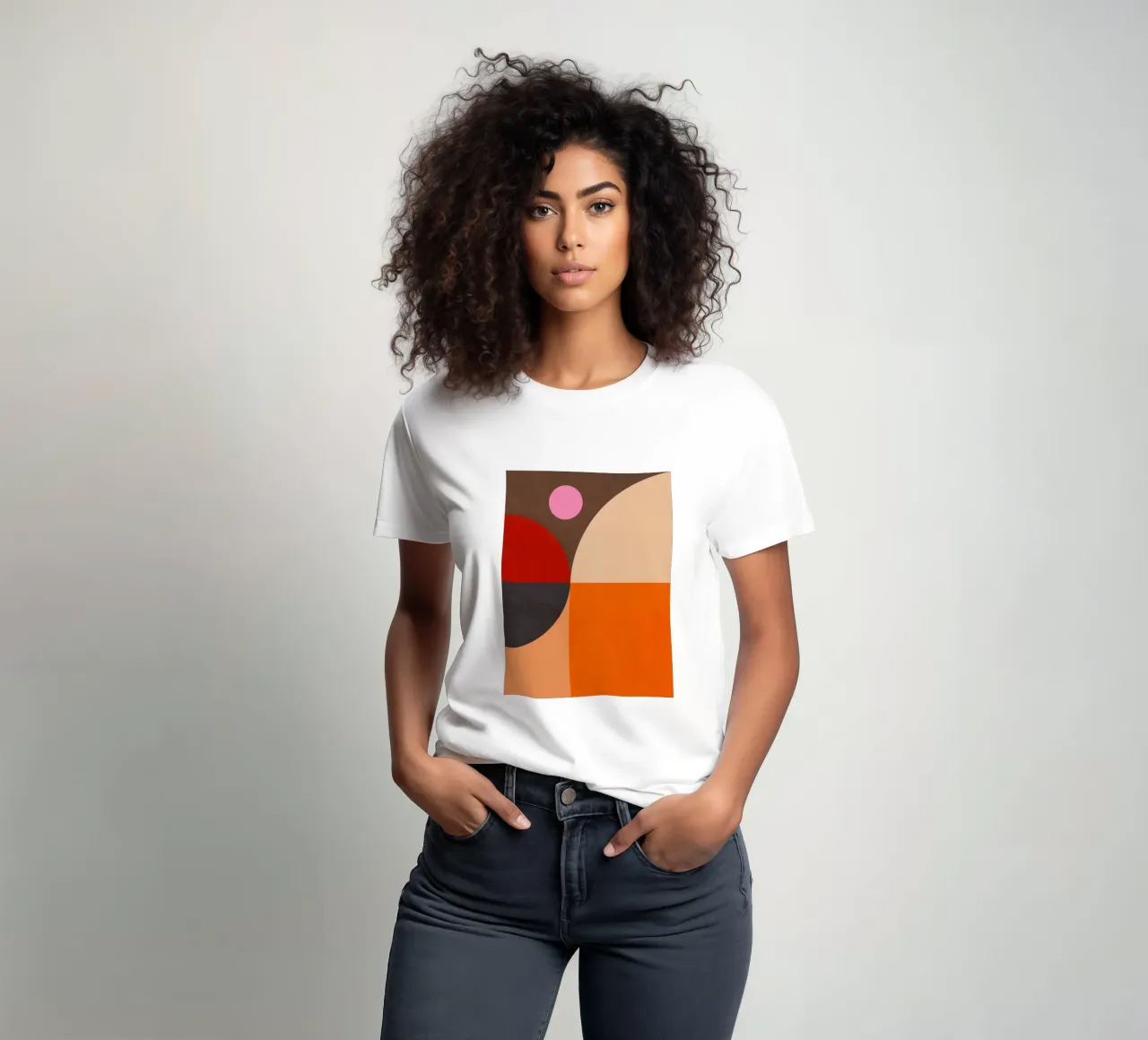 Composizione geometrica audace di ispirazione Bauhaus e Mid Mod 2/2 t-shirt da Dominique Vari Abstract