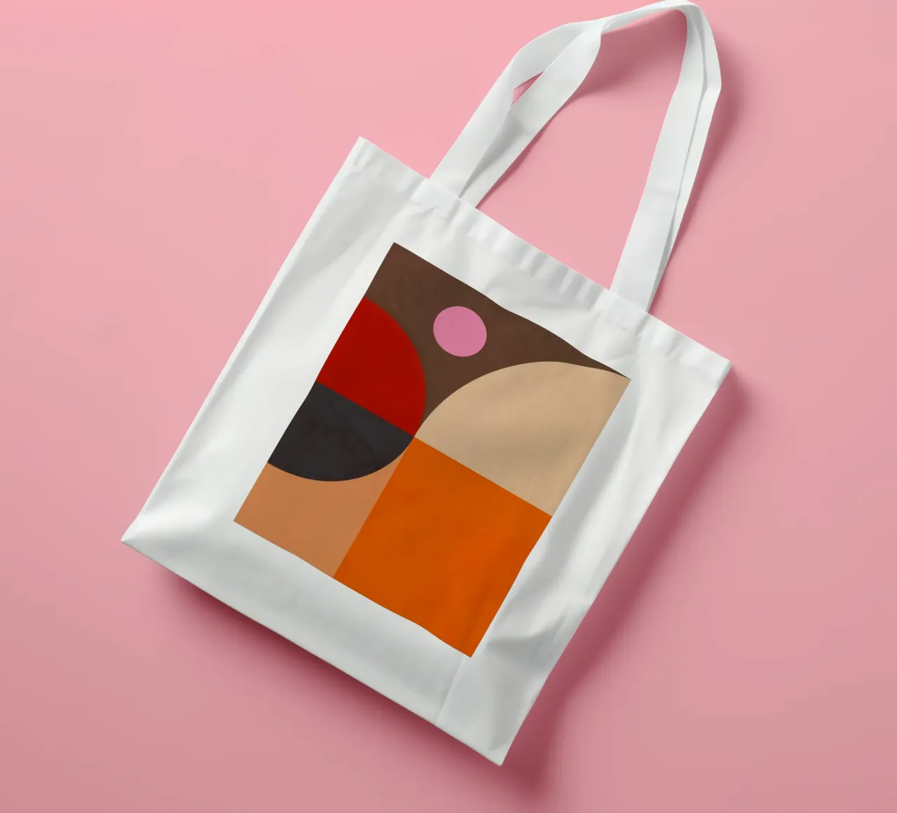 Composizione geometrica audace di ispirazione Bauhaus e Mid Mod 2/2 borsa in juta da Dominique Vari Abstract