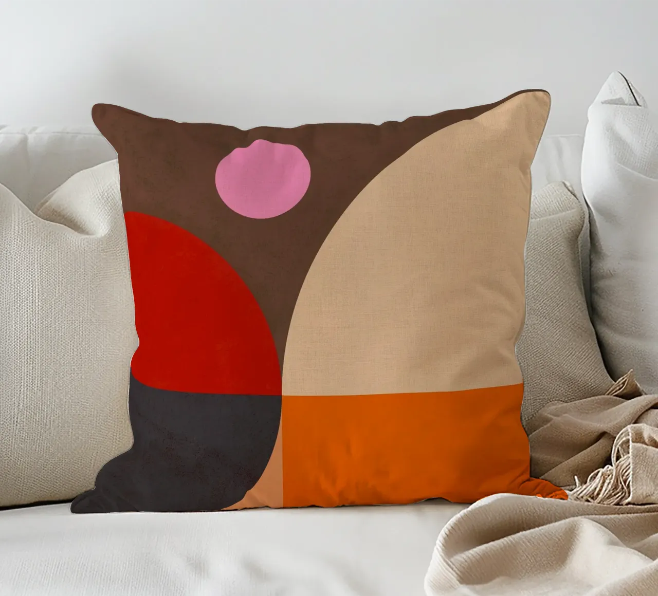 Composizione geometrica audace di ispirazione Bauhaus e Mid Mod 2/2 cuscino da Dominique Vari Abstract