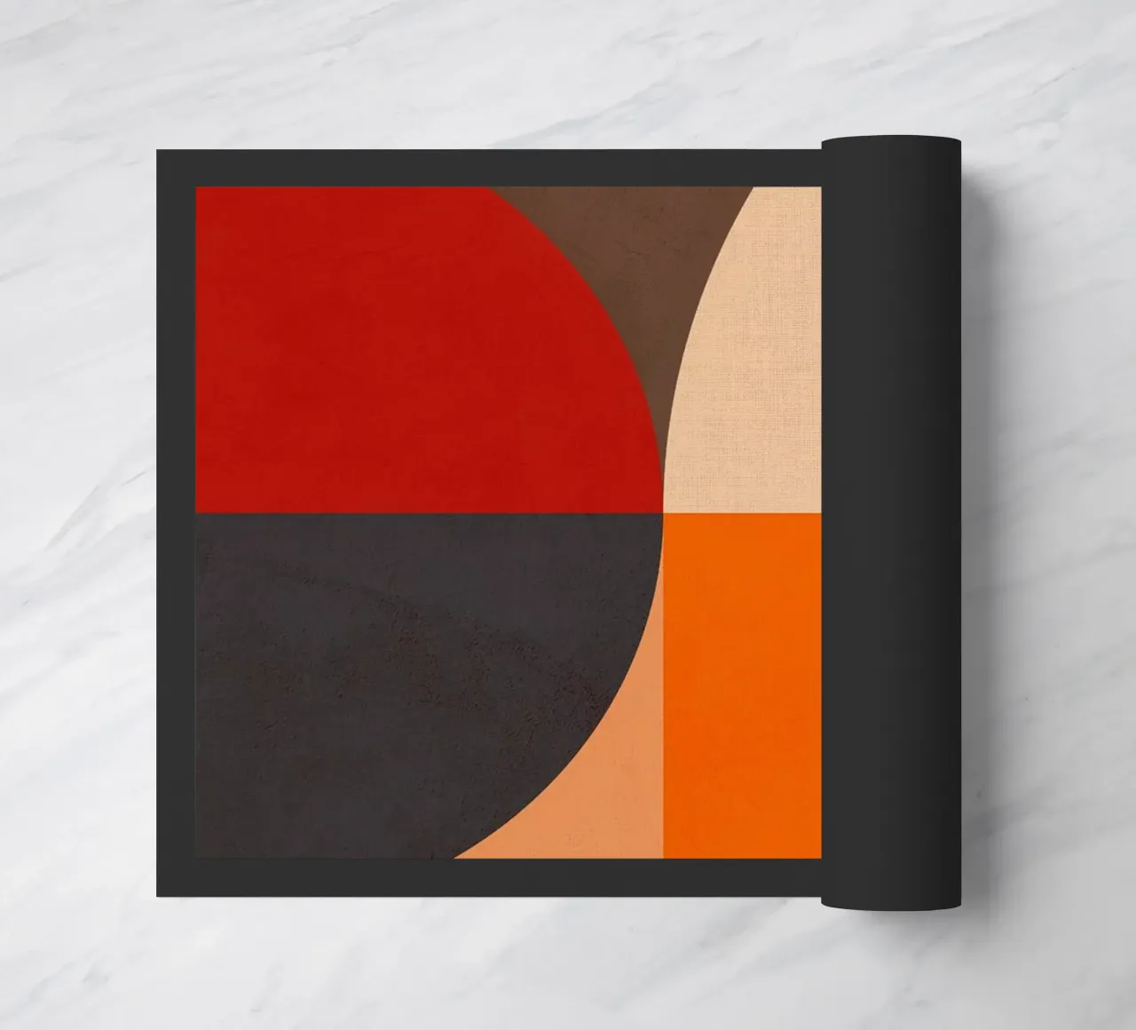 Composizione geometrica audace di ispirazione Bauhaus e Mid Mod 2/2 zerbino da Dominique Vari Abstract