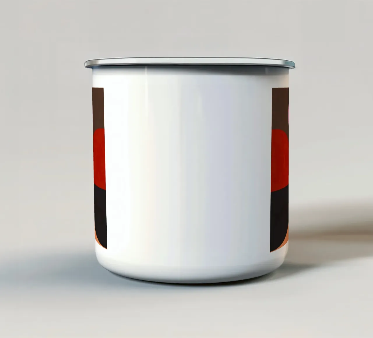 Composizione geometrica audace di ispirazione Bauhaus e Mid Mod 2/2 tazza in smalto da Dominique Vari Abstract