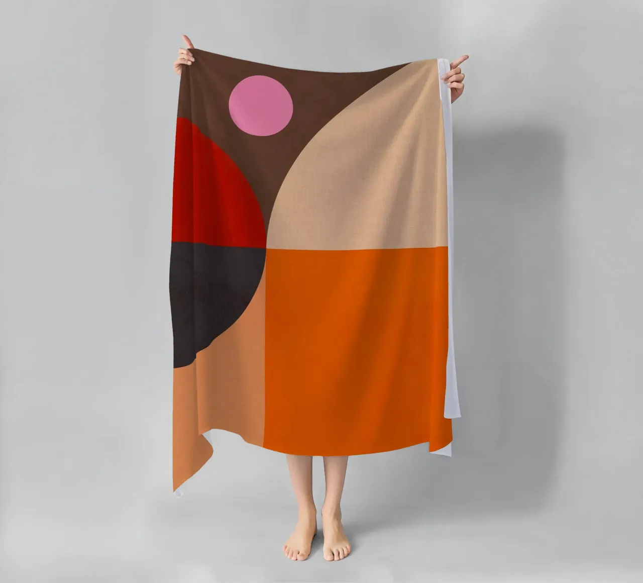Composizione geometrica audace di ispirazione Bauhaus e Mid Mod 2/2 telo mare da Dominique Vari Abstract