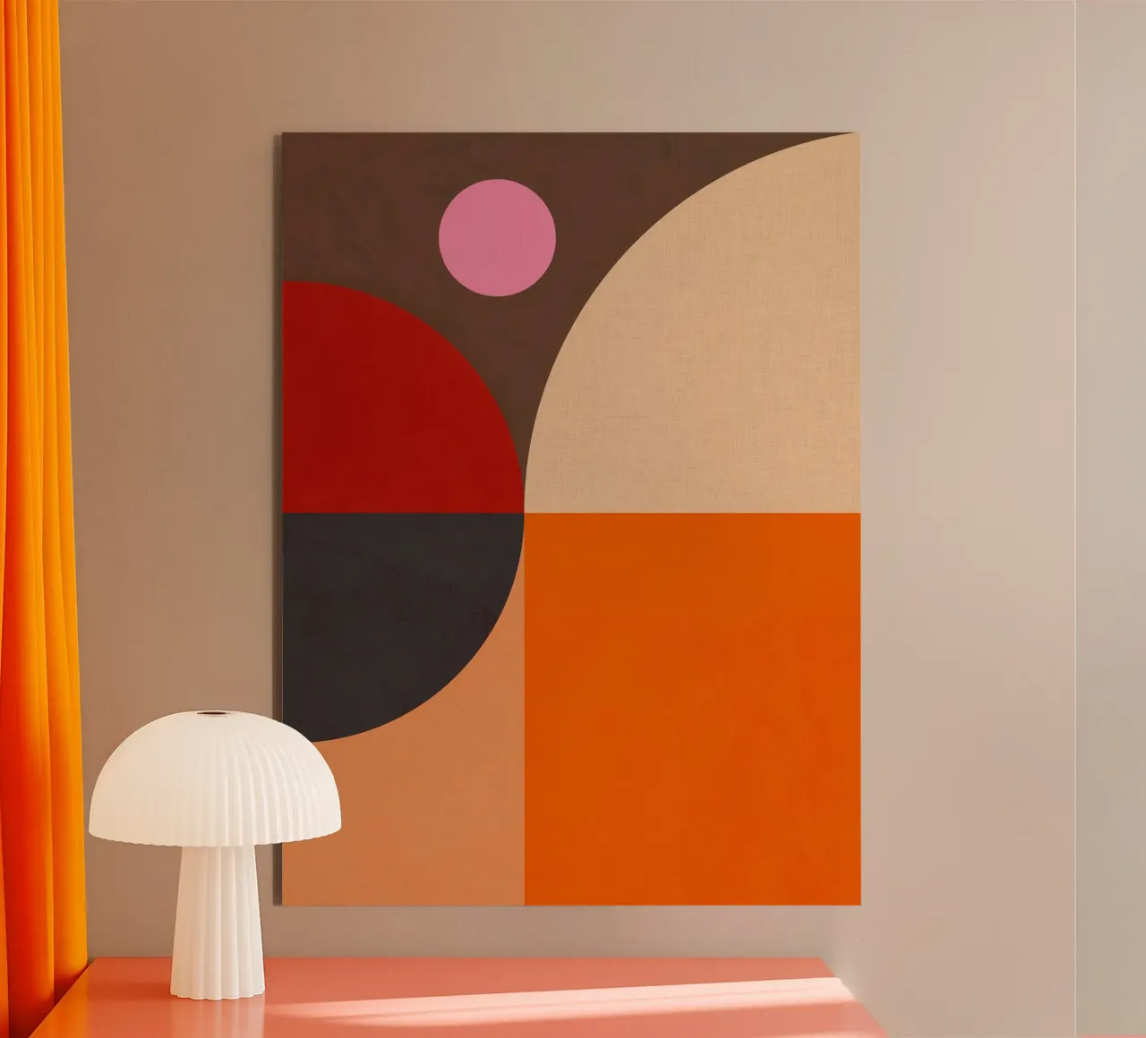 Composizione geometrica audace di ispirazione Bauhaus e Mid Mod 2/2 alluminio dibond da Dominique Vari Abstract