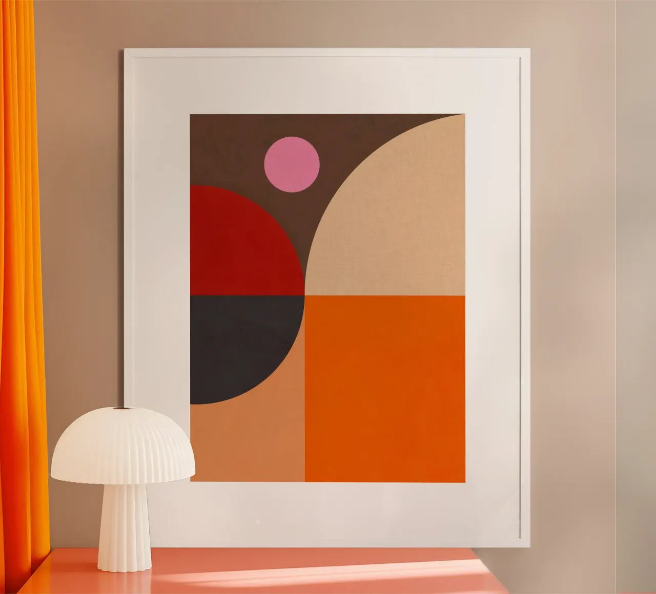 Composizione geometrica audace di ispirazione Bauhaus e Mid Mod 2/2 carta hahnemühle da Dominique Vari Abstract