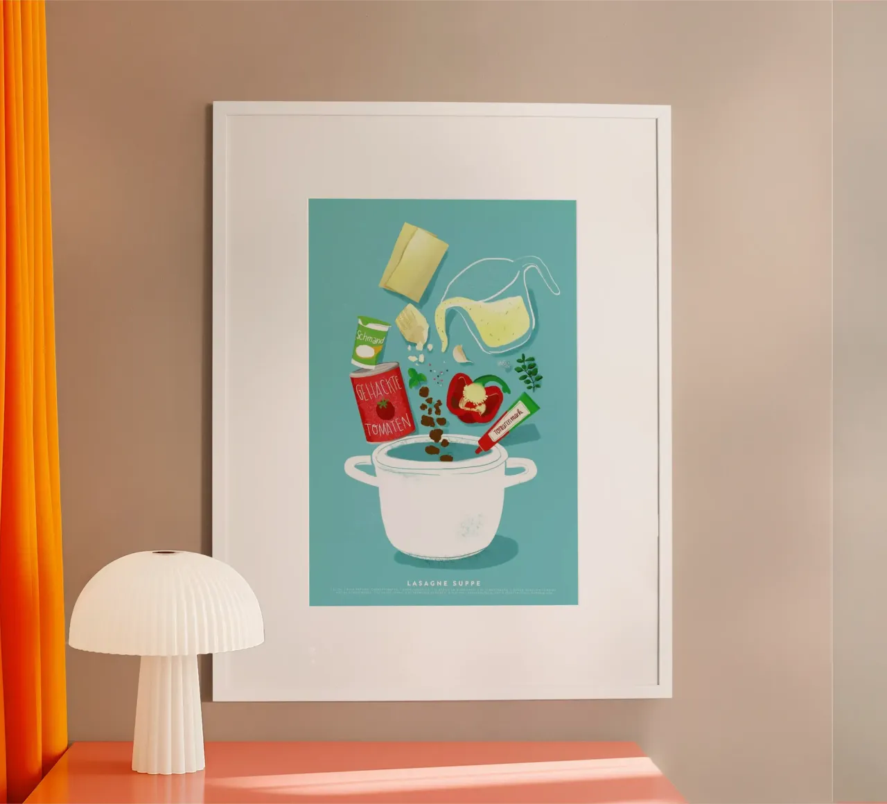 Lasagne Supper poster con telaio in legno da Julia Marquardt-Lott