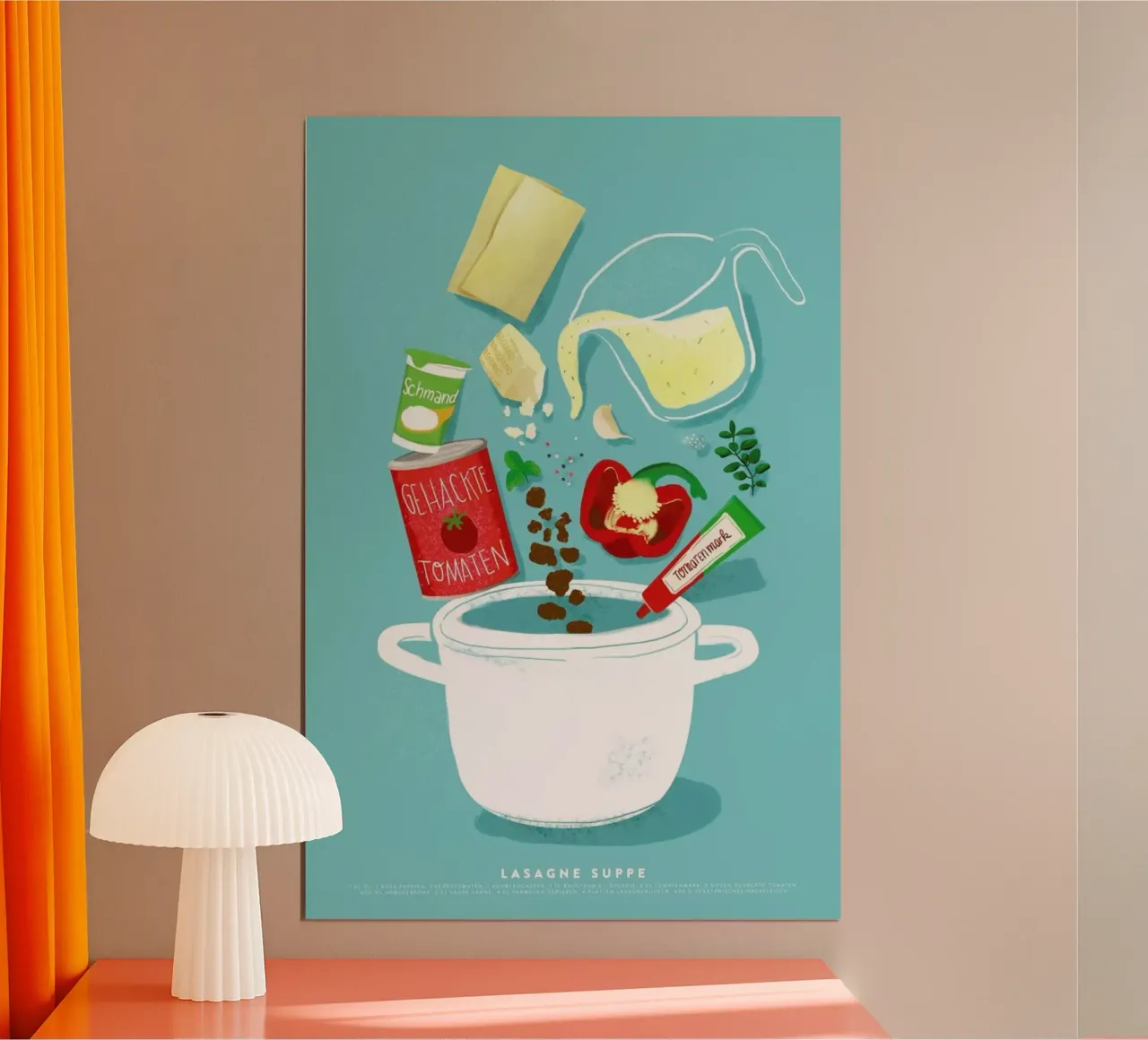 Lasagne Supper poster con telaio in legno da Julia Marquardt-Lott