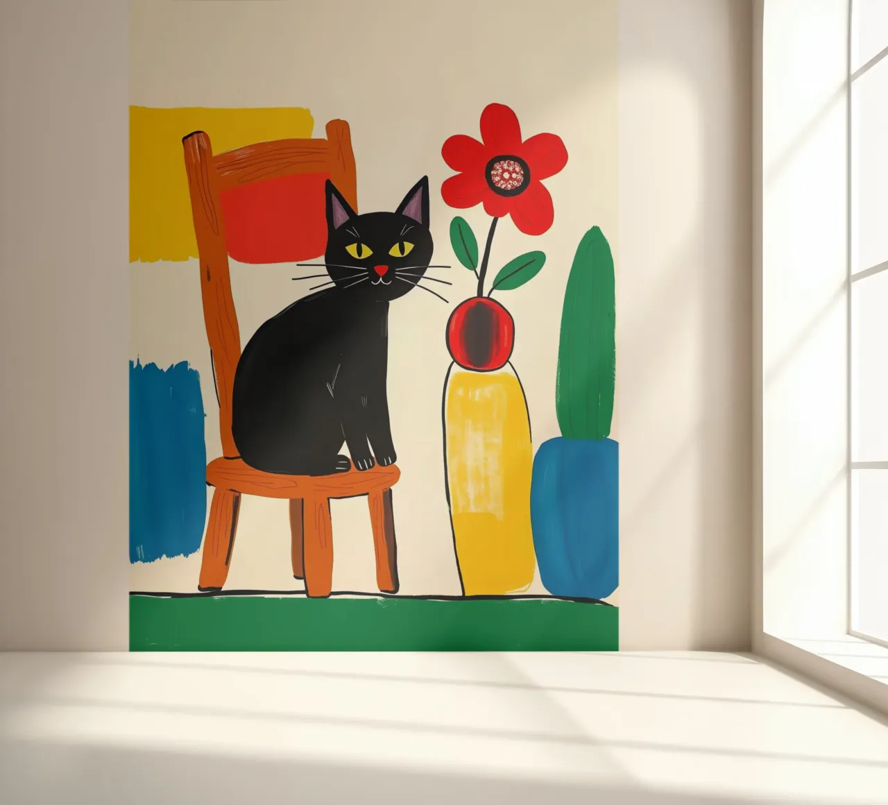 Black Cat On A Chair In Garden photo wallpaper by ARTOMATIC