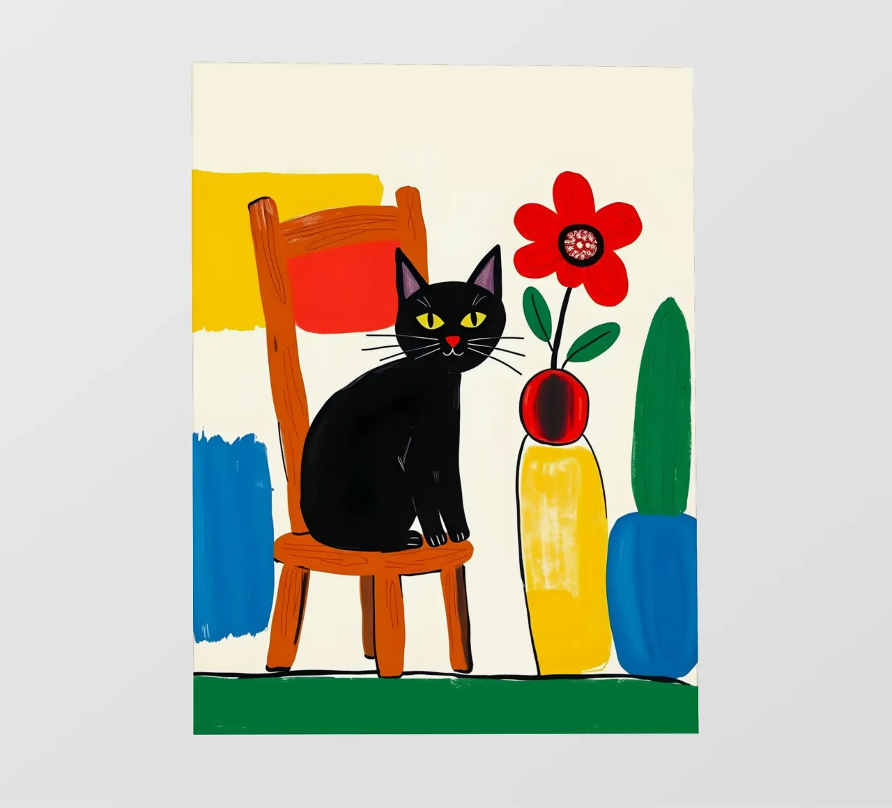 Black Cat On A Chair In Garden photo wallpaper by ARTOMATIC