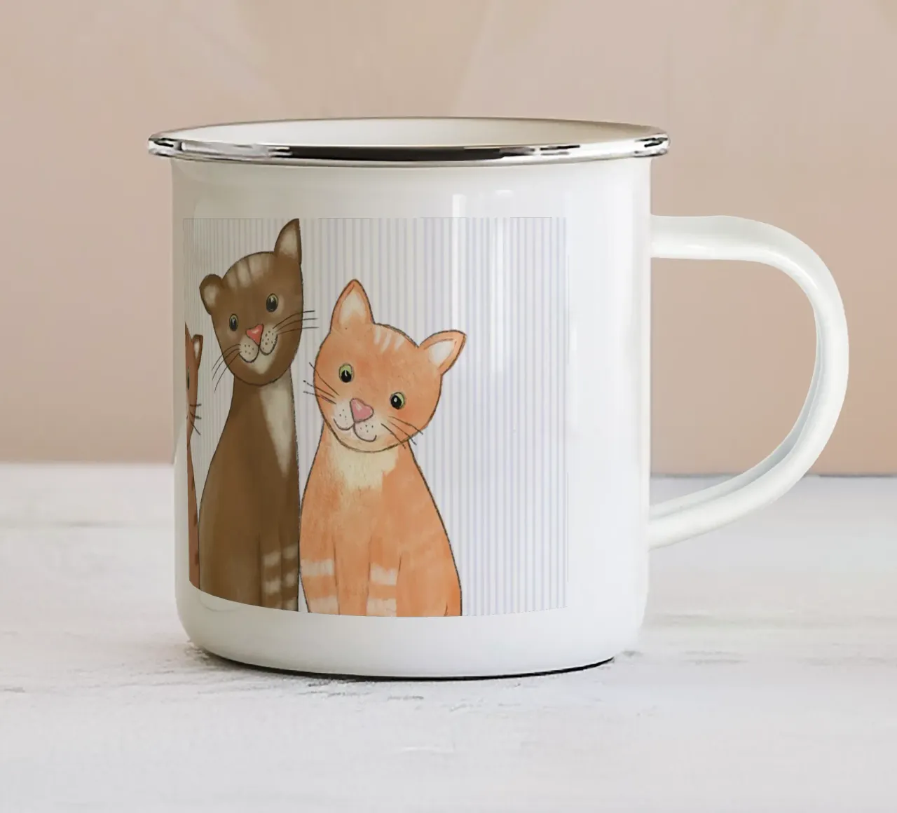 Drei Katzen tazza in smalto da Farbwelten