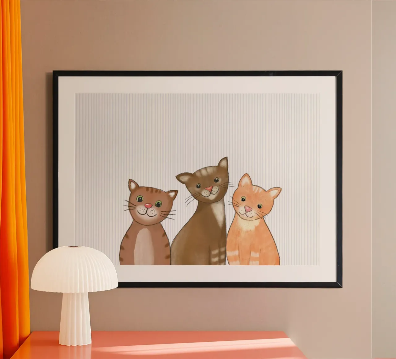 Drei Katzen poster con telaio in alluminio da Farbwelten