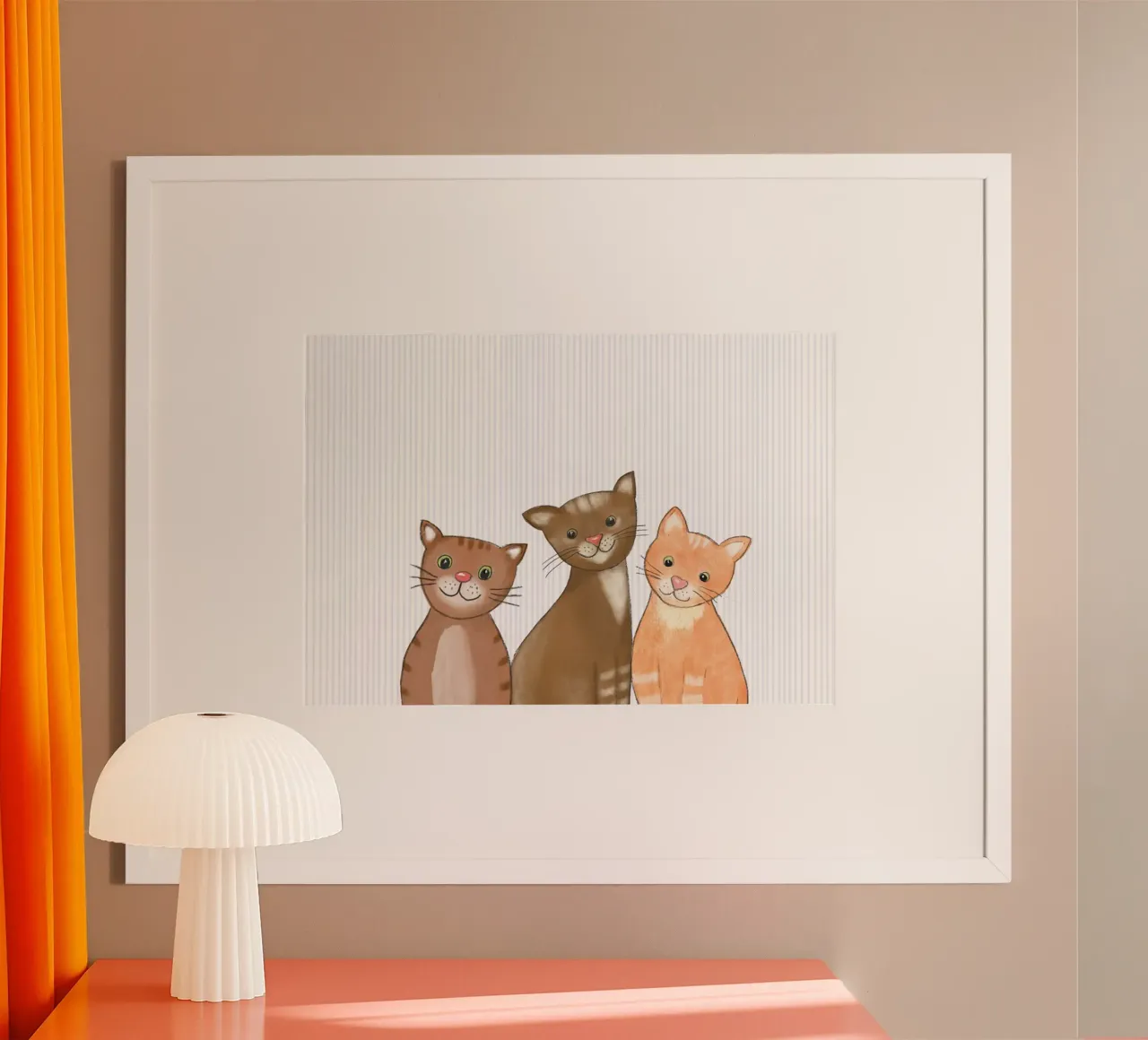Drei Katzen poster con telaio in alluminio da Farbwelten