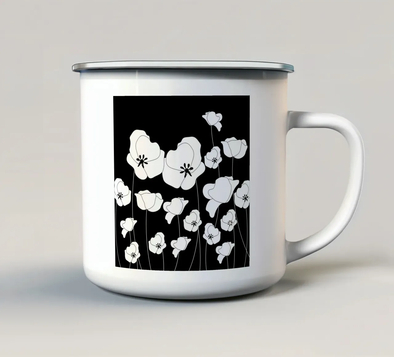 Poppy Flowers Line Art II tazza in smalto da Dharma