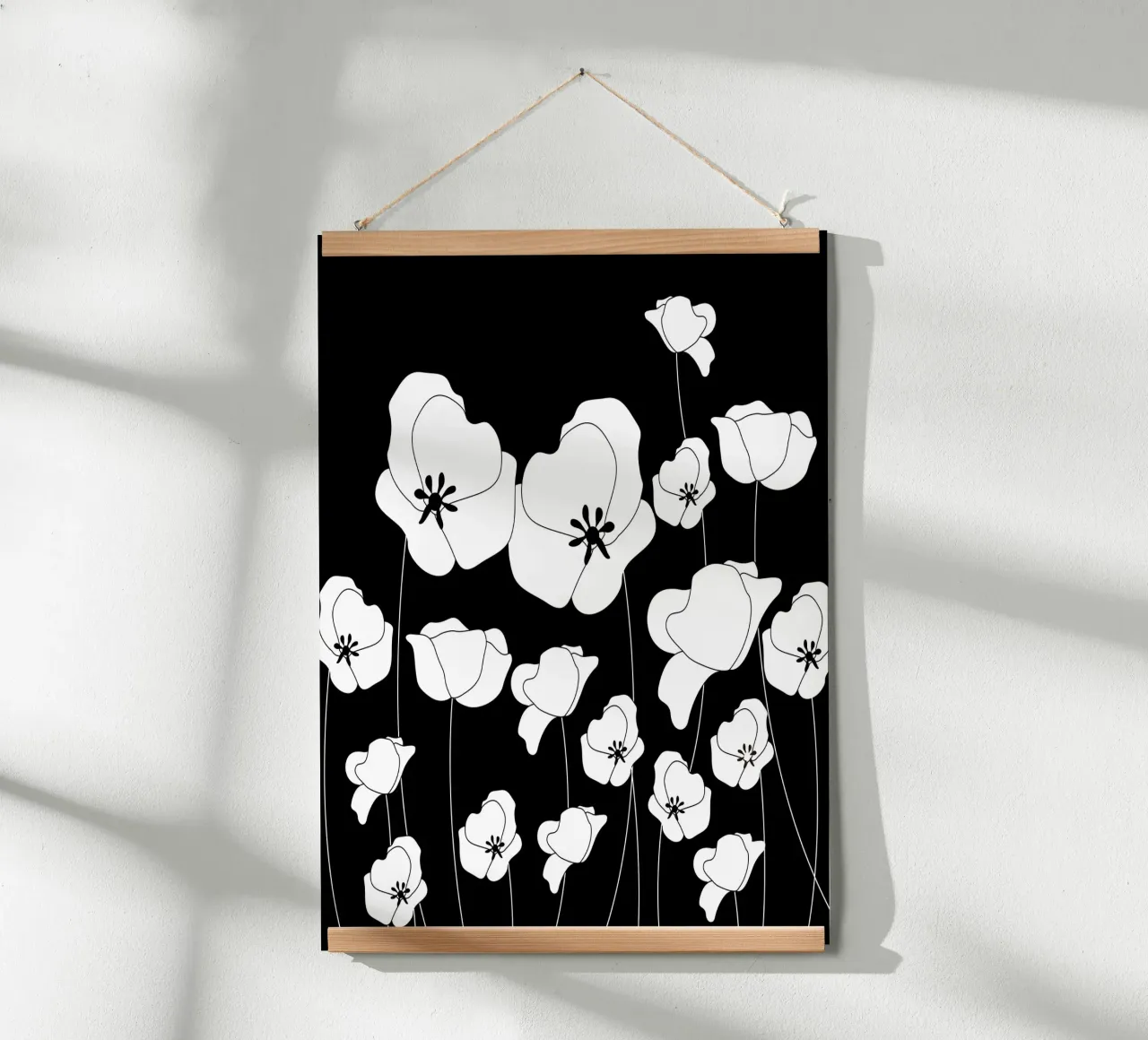 Poppy Flowers Line Art II poster con telaio in plastica da Dharma